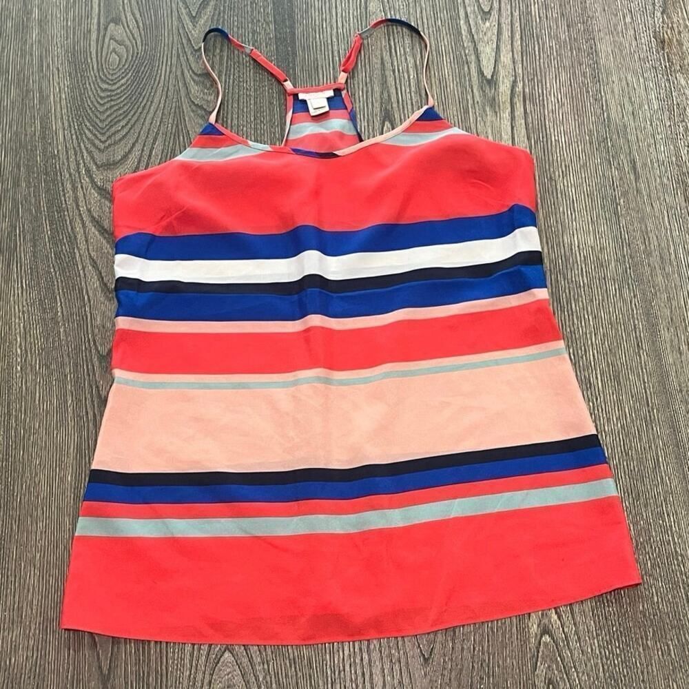 J.CREW Womens Tank Top Spaghetti Strap Pullover Striped Pink/Multicolor Size 4
